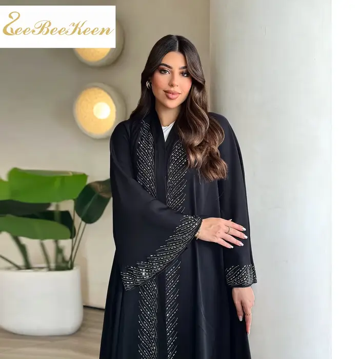 Robe Abaya de Luxe pour Femmes Élégante Polyester Polyvalente Occasions Spéciales Cérémonies Ramadan Eid