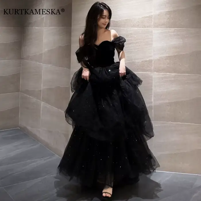 Robe de soirée noire sexy col bateau pour bal anniversaire cérémonie de remise de diplôme femmes occasions spéciales élégante soirée mariage