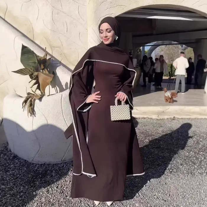 Robe pour femmes, Abaya pour l'Aïd, robes de soirée, kaftan à perles, jalabiya musulmane, abayas, Ramadan, robe longue arabe, Islam, Maroc, Dubaï, Vestidos