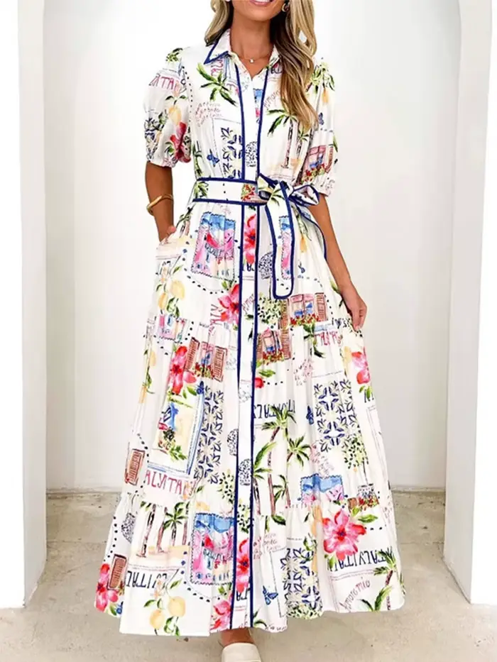 Robe longue imprimée à la mode pour femmes