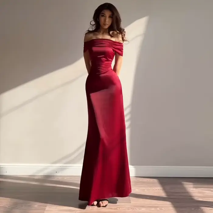 Robe de soirée asymétrique en polyester XXOWENLI élégante pour femmes avec décolleté cou fendu et dos bandage pour occasions spéciales