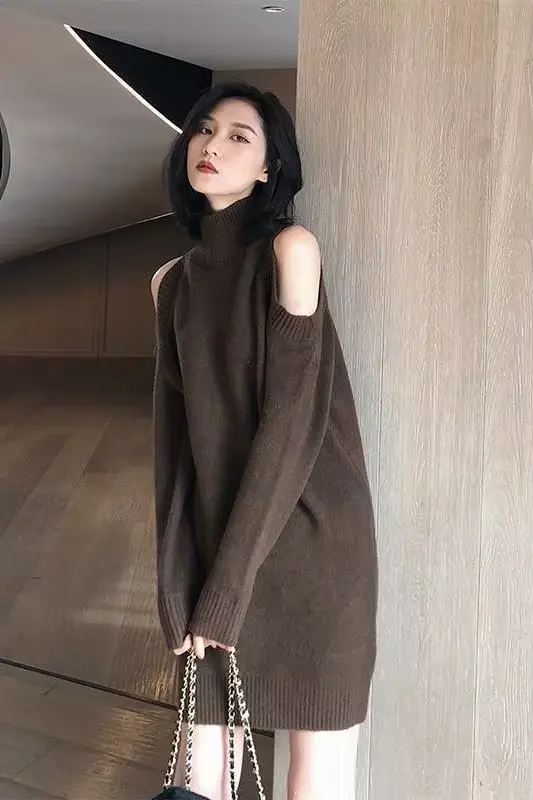 Robe pull intérieure à col haut pour femmes