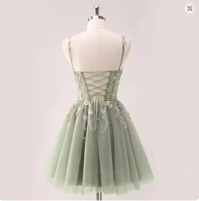 Robe de bal personnalisée avec appliques en dentelle florale, bretelles spaghetti, polyester, sans manches, pour fêtes des anciens, robes de soirée, occasions spéciales