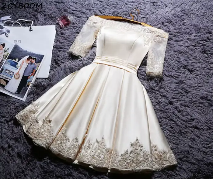 Robe de cocktail champagne col bateau élégante pour femmes soirées formelles remises de diplômes occasions spéciales