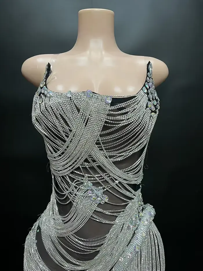 Robe de soirée de mariage sexy en strass