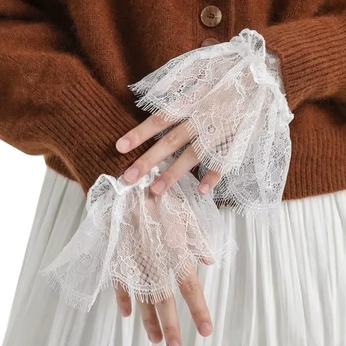 Manchettes de mariage détachables élégantes pour femmes, poignets de mariée avec poignets en dentell