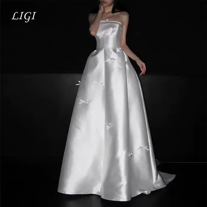 LIGI – robe de mariée élégante en forme de A pour femmes, sans bretelles, style coréen, pour séance 