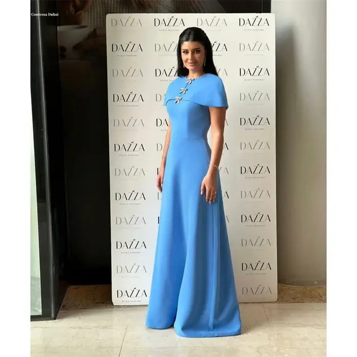 Contessa Dubai personnalisé hors de l'épaule taille Empire a-ligne robes de bal longueur au sol