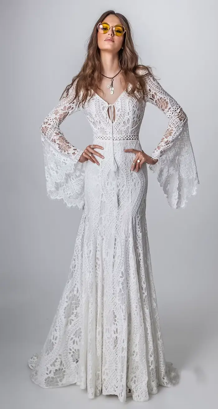 Robe de mariée bohème en dentelle évidée à col en V, silhouette une ligne, train de balayage, pour femmes enceintes et futures mamans, occa snsions spéciales, mariage, remariage, confirmation