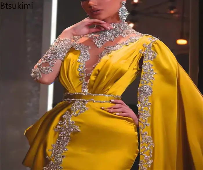 Robe de Soirée Femme Élégante Transparente Vintage Longueur Au Sol Manches Longues Style Sexy et Club Occasions Spéciales