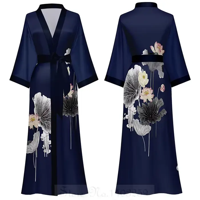Peignoir kimono à manches mi-longues de style japonais pour femmes