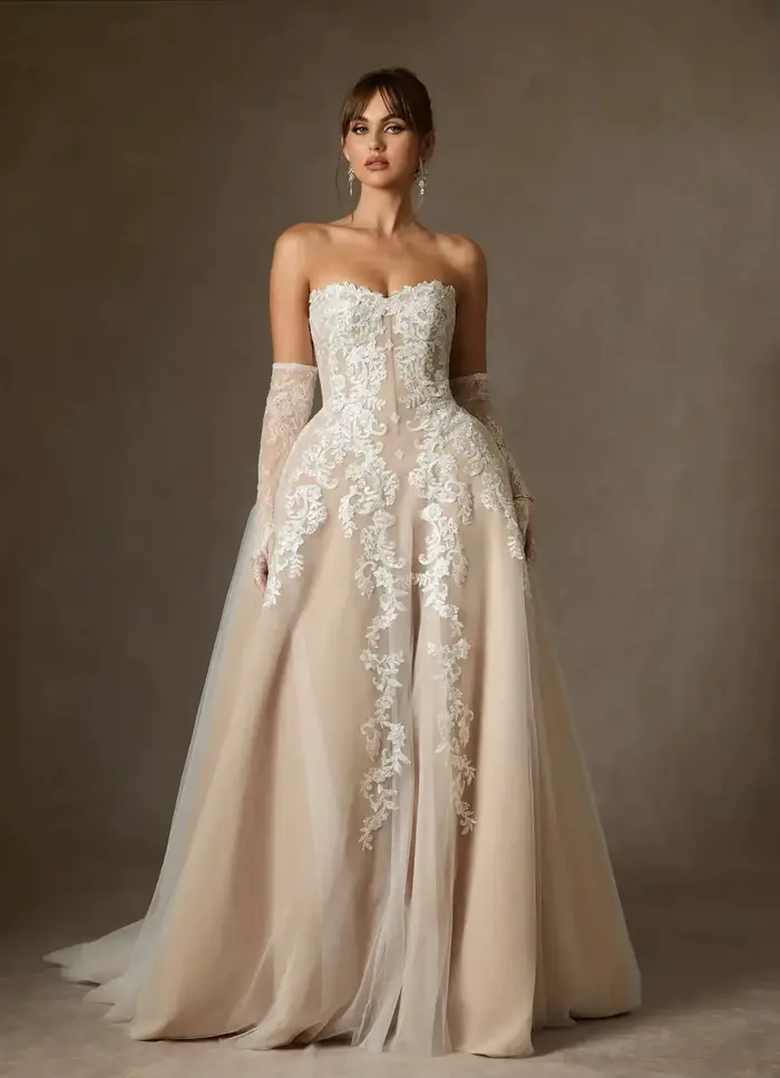 Luxueux chérie 3d fleur dentelle mariée cultivée une ligne robes