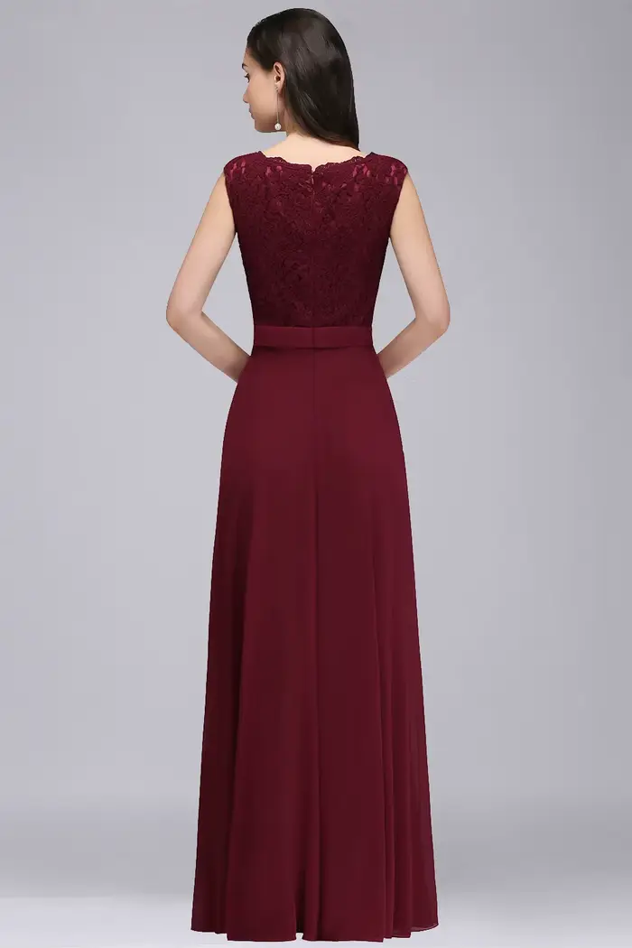 Robe de soirée longue bordeaux pour femmes