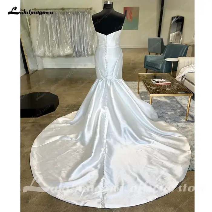 Yanshmigown-Robe de mariée sirène en satin Mikado