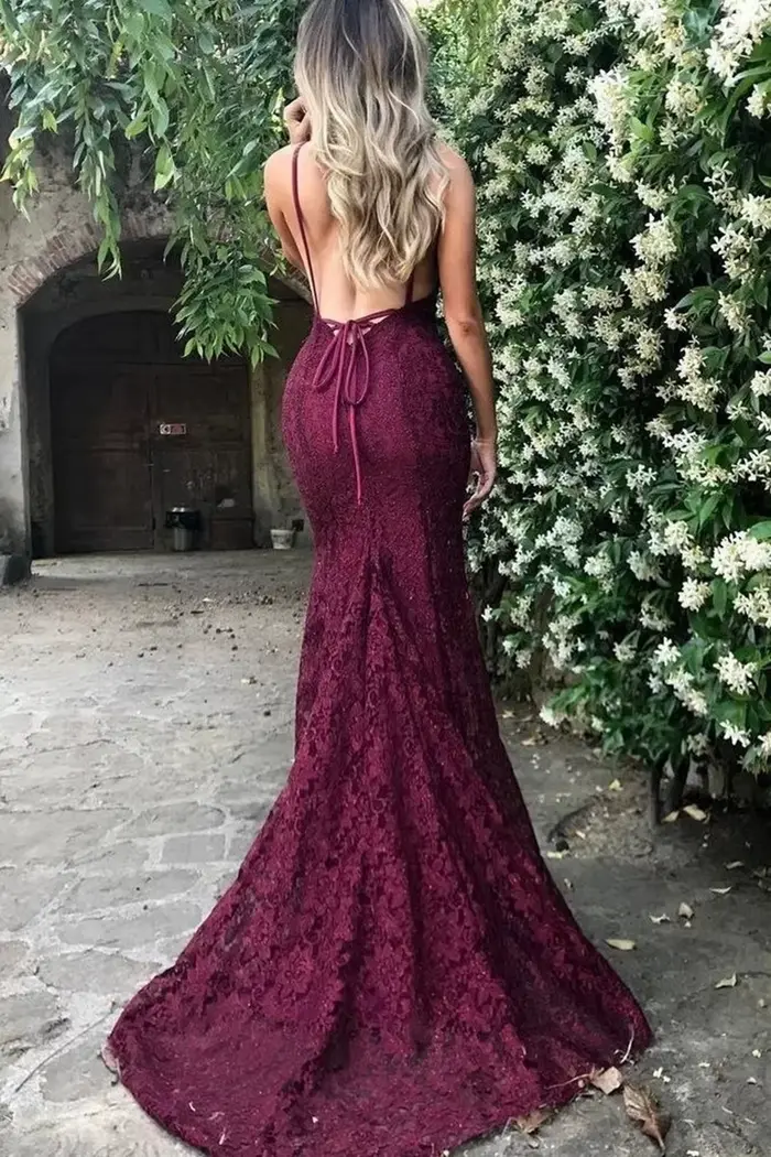 Robes de soirée sirène rouge vin 2026 Nouvelles