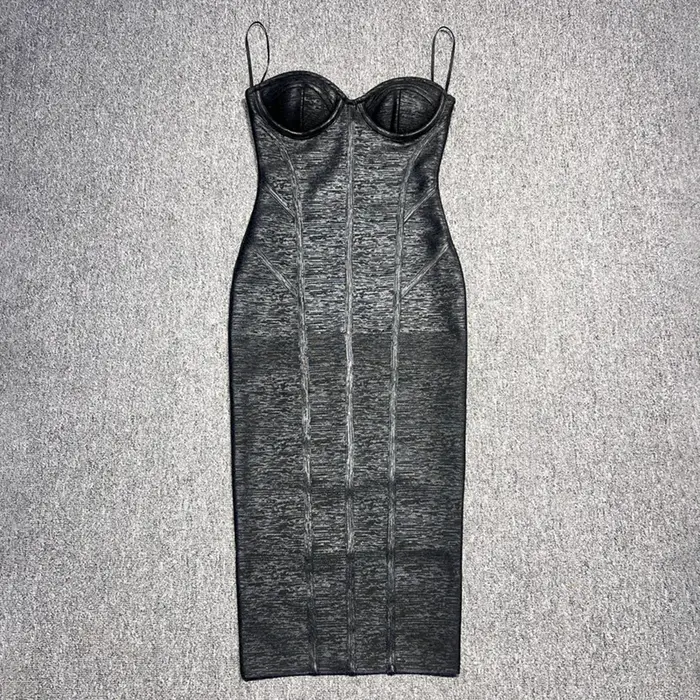 Robe mi-longue noire élégante