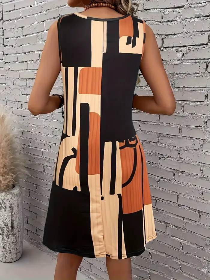 Robe sans manches à motif géométrique pour femmes