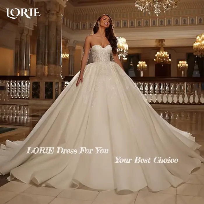 Robe de Mariée LORIE Élégante en Mousseline et Satin pour Cérémonies de Mariage, Bal et Occasions Spéciales