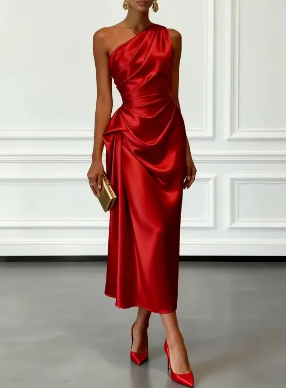 Robes longues en satin pour femmes 2026 – Robe midi d'été sexy pour femme