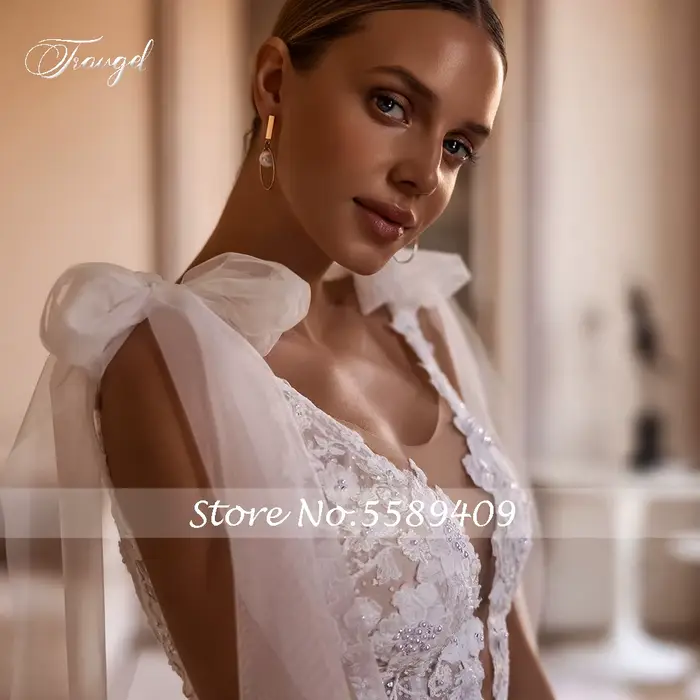 Robe de mariée traugel sirène en dentelle avec train court pour femmes occasions spéciales