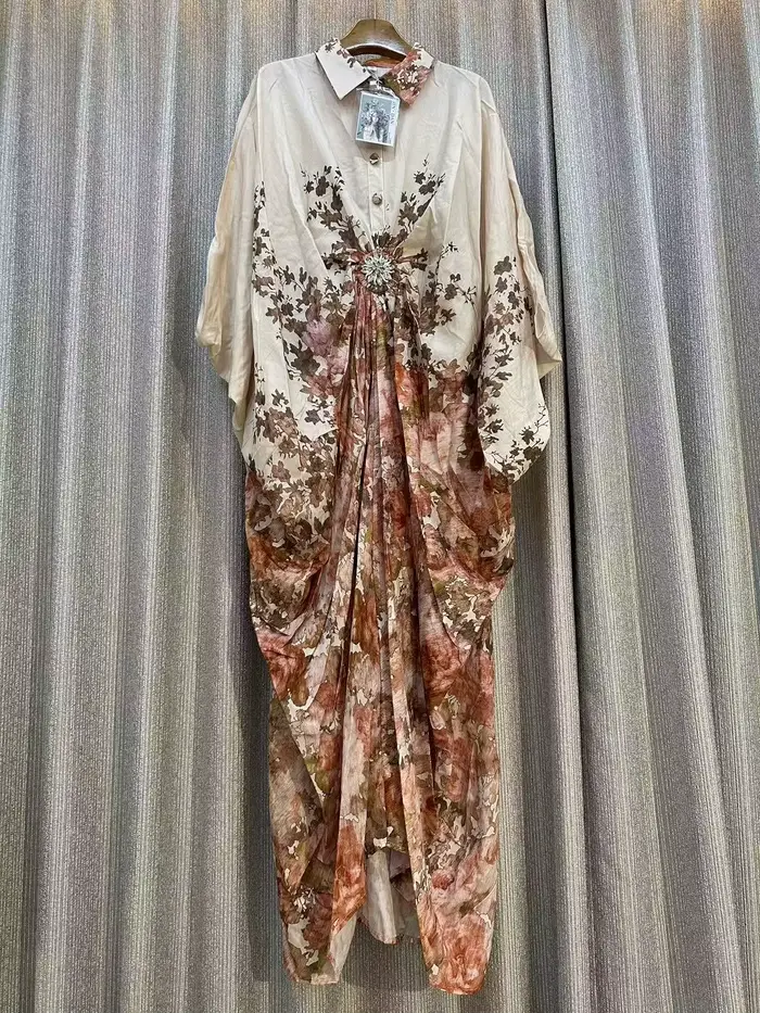 Robe imprimée ample pour femme design rétro décontracté style asymétrique soirée été 2026