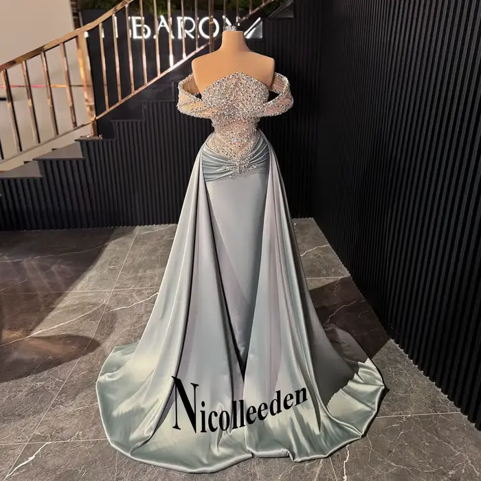 Nicolle glamour hors De l'épaule robes De soirée pour les femmes perles Pageant