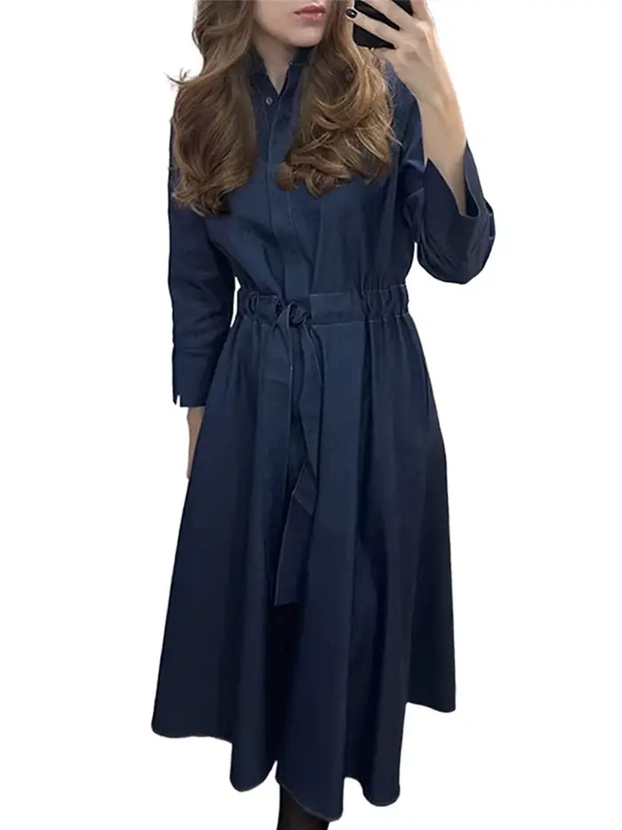Robe Longue Femme Automne Nouvelle Robe Décontractée Élégante Ajustée et Évasée Col Carré Polyester Coton Silhouette Chic Occasions Spéciales