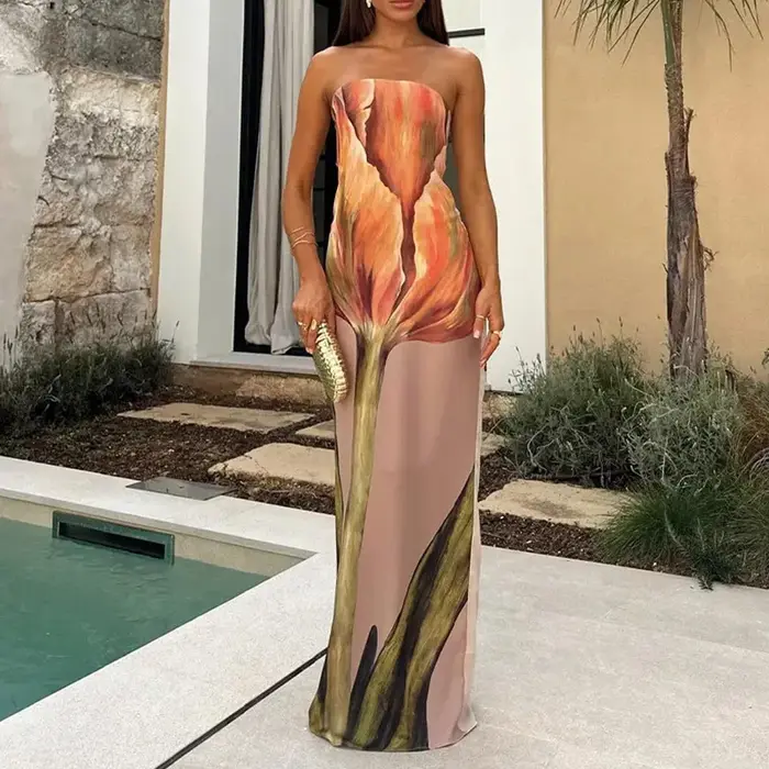 Robe longue imprimée, Sexy