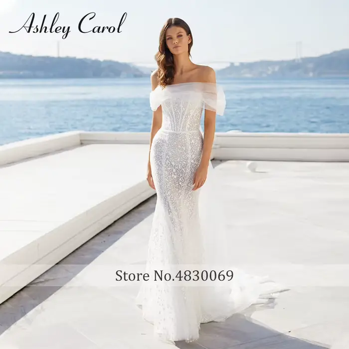 Ashley Carol-Robe de Mariée Sirène Sexy Semi-Transparente