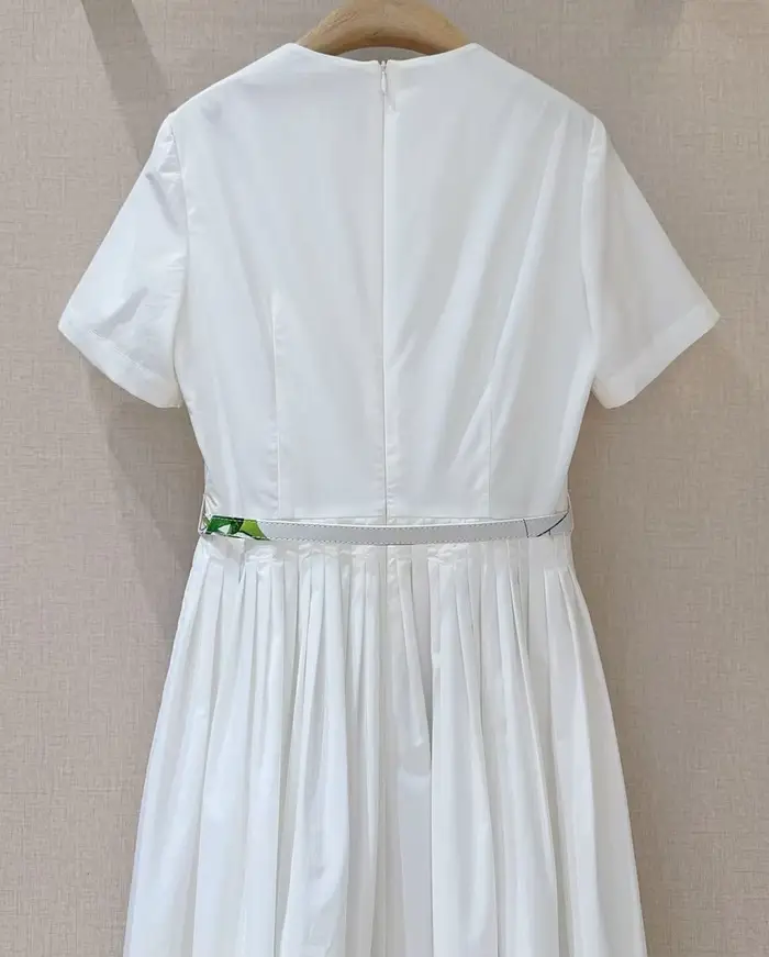 Top qualité nouveau 2026 printemps été robe femmes feuilles vertes imprimé fleuri poche Patchwork ma
