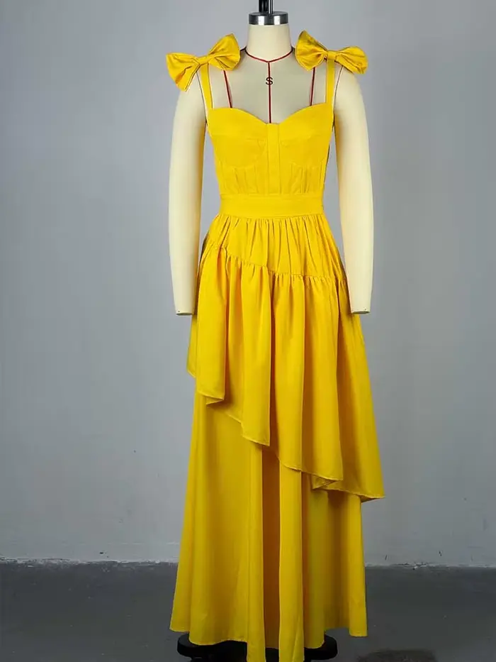 Robe longue jaune clair pour femmes