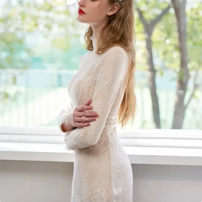 Robes de mariée sirène vintage à col haut 2026