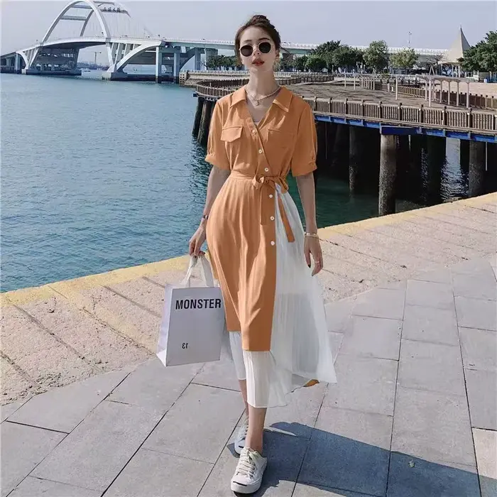 Robe midi femme été style français taille haute manches courtes coupe longue confortable décontractée pour le quotidien polyvalente occassions spéciales
