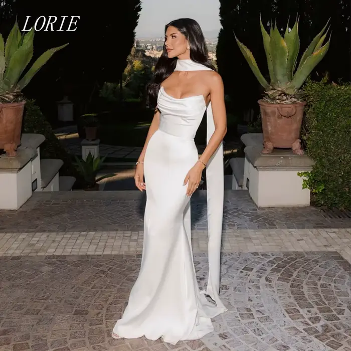 LORIE – robe de mariée sirène de luxe, effet d'illusion, plissée, sans manches, élégante, col bateau