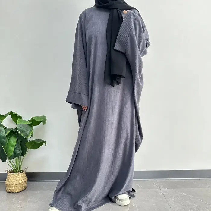 Robe en velours cotelé polyester pour femmes abaya décontractée élégante pour toutes les occasions Ramadan Aïd musulmane