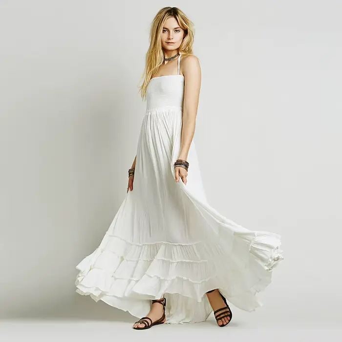 Robe de plage bohème sans manches et cou fendu pour femmes, longueur cheville, disponible en plusieurs couleurs et tailles pour une variété d'occasions