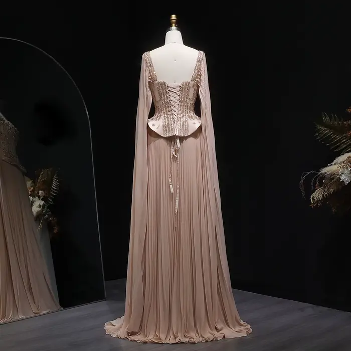 Robes de soirée Sharon Said Champagne Luxury Pleats rouge bordeaux pour mariage et fête