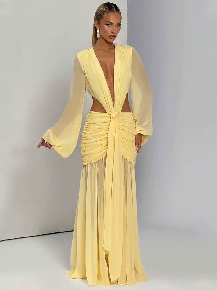 GACVGA – robe Maxi élégante en mousseline de soie pour femmes