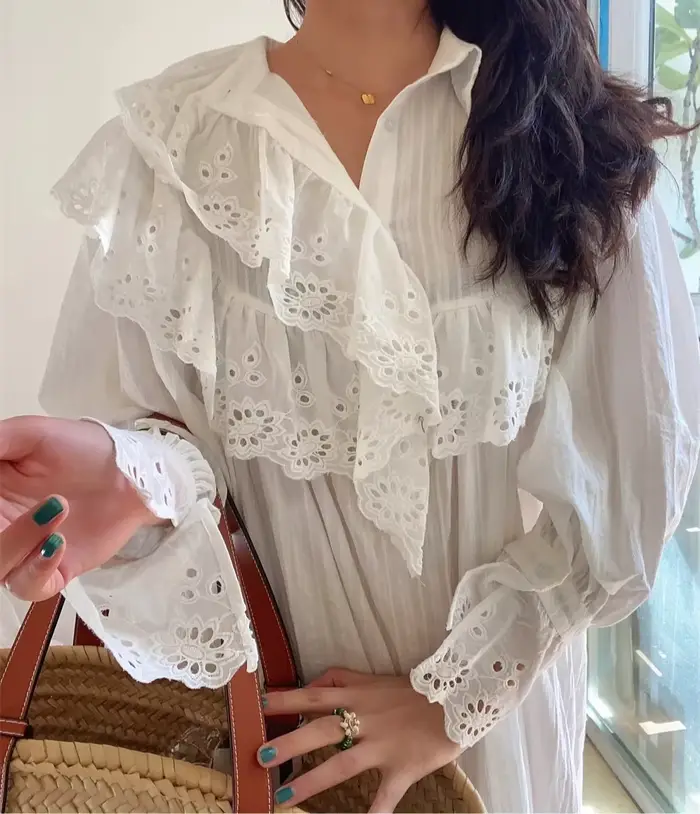 Robe à volants évasée à manches longues pour femmes