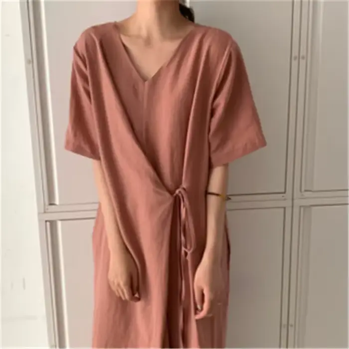 Robe longue de style coréen C622 avec ceinture