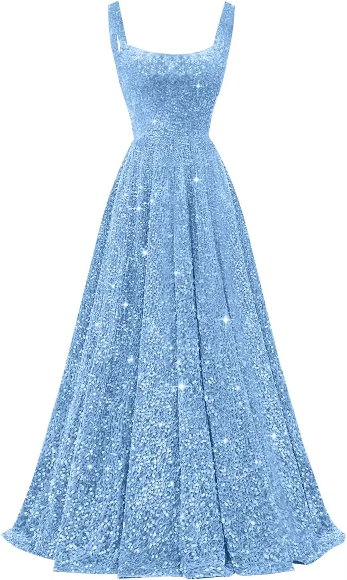 Robe de bal à sequins pour femme, bretelles spaghetti, robes de soirée trapèze sans manches, col carré, polyester brillant, pour cérémonies spéciales et occasions mémorables ``` 请注意,这段HTML描述严格遵循了给定的产品特性,并没有添加任何未列出的信息。同时,它也避免了使用价格、产地或特定品牌等信息。最后,一个SEO优化的标题被添加到文档的末尾。