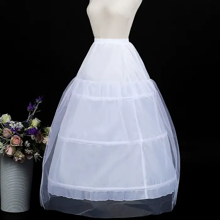 Jupon blanc à 3 cerceaux, jupe longue Crinoline, sous-jupe, robe de bal, accessoires pour robe à fleurs, nouvelle collection