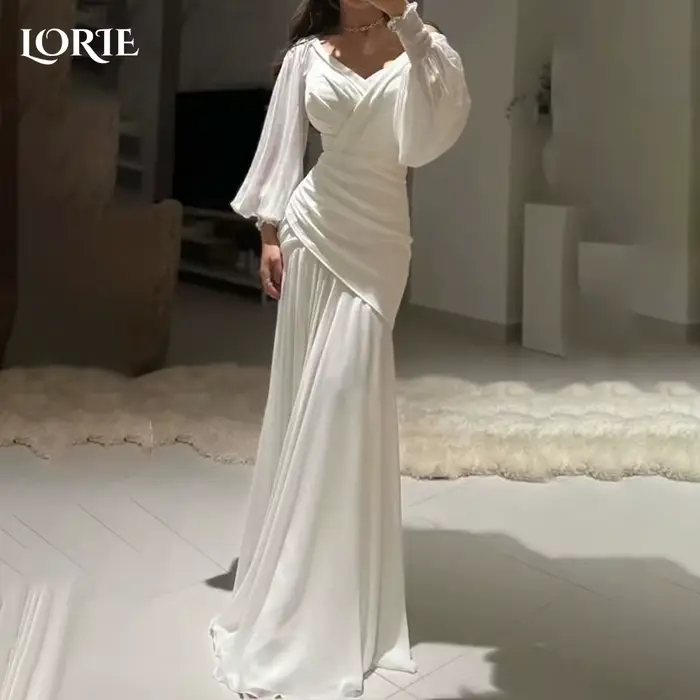 LORIE – robe de mariée à manches bouffantes, plis fluides, ligne a, robe de mariée princesse, Illsio