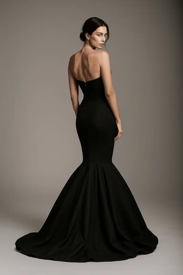 Robes de soirée luxueuses sans bretelles noires sexy pour femmes