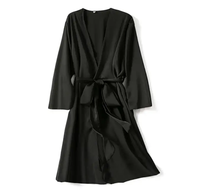 Robe en Satin femme Lingerie intime vêtements de nuit soyeux mariée cadeau de mariage décontracté Kimono peignoir