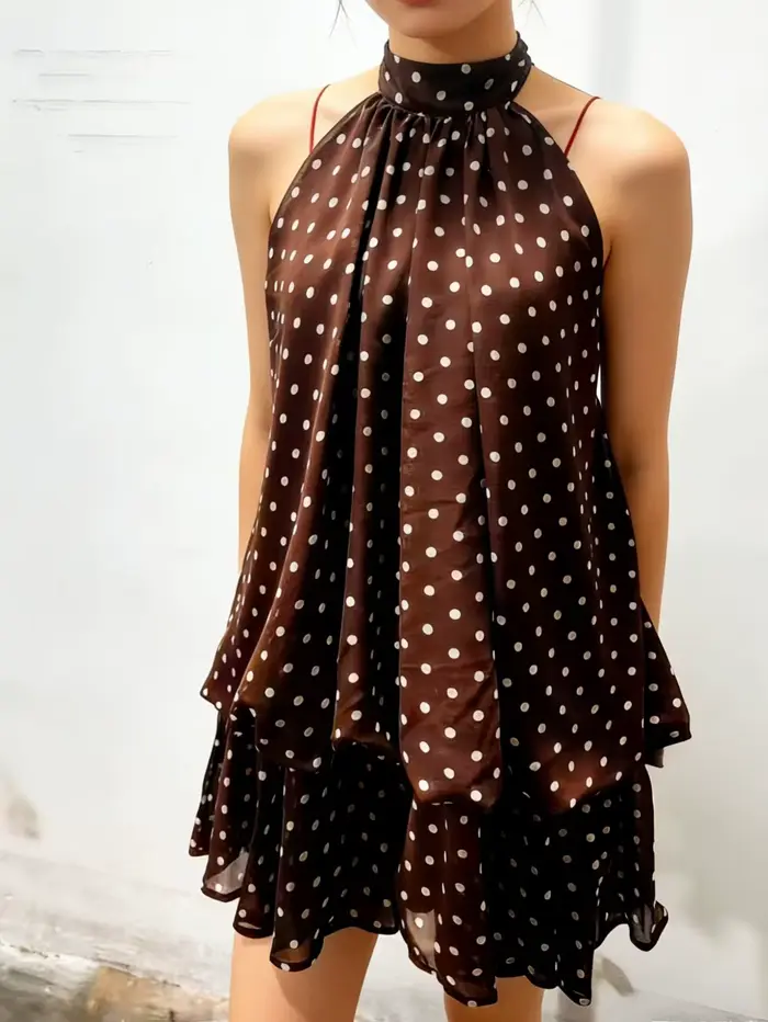 Mini robe licou en mousseline de soie pour femmes