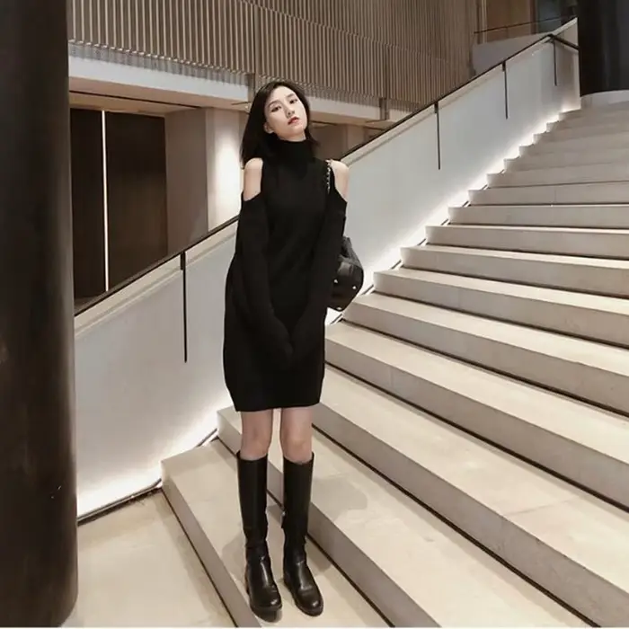 Robe pull intérieure à col haut pour femmes