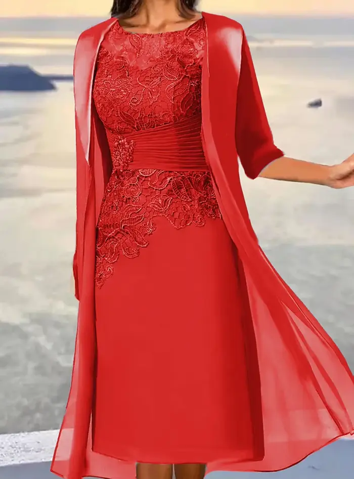 Robe de mère de la mariée élégante avec broderie florale, tissu satiné, soutien-gorge intégré, manches longues, silhouette gaine, couleur personnalisable pour occasions spéciales