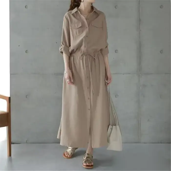 Robe femmes robes simple boutonnage bouton