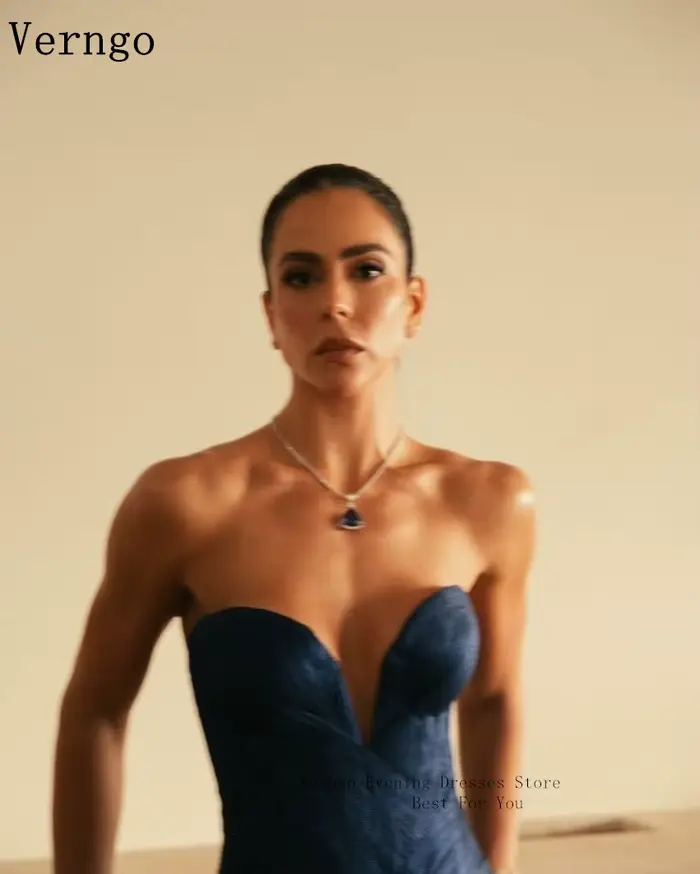 Verngo bleu foncé brillant robe de soirée chérie sirène Sexy formelle Occasion